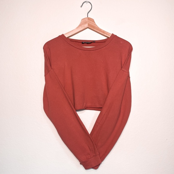 Womens Cropped PrettyLittleThing Pullover Sweatshirt Long Sleeve Cropped Top - Picture 6 of 11